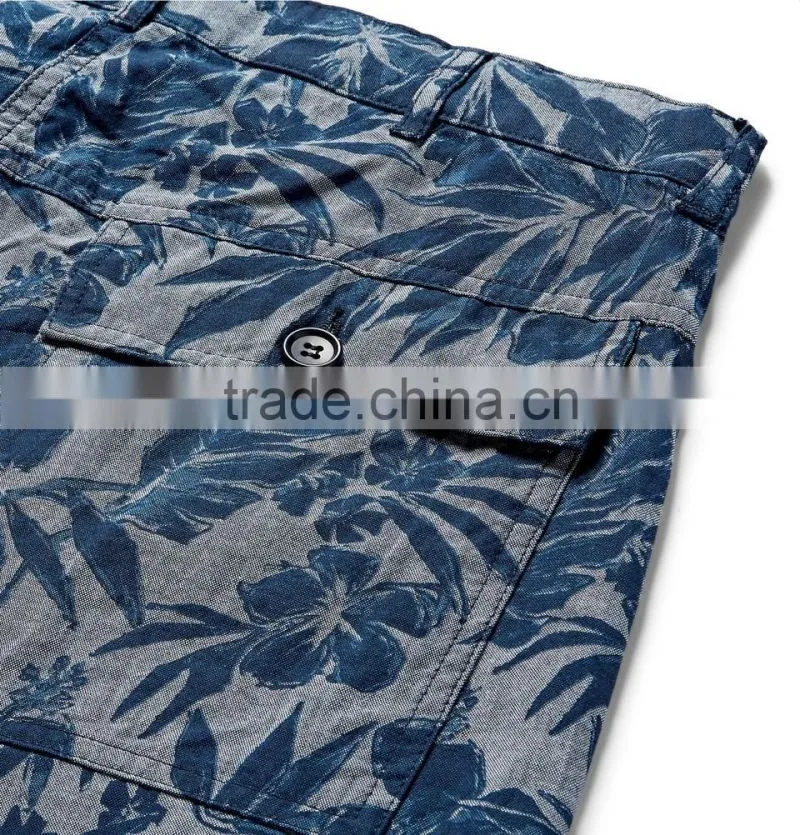 High Quality Whole Through Floral Prints One Button Closured Chino Shorts for Men