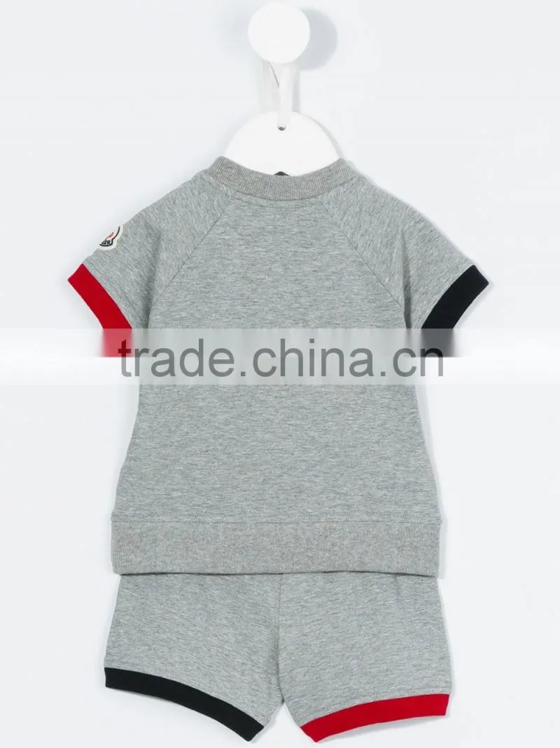 2017 new design custom summer kids color block tracksuit clothes set kids active wear baby clothes set