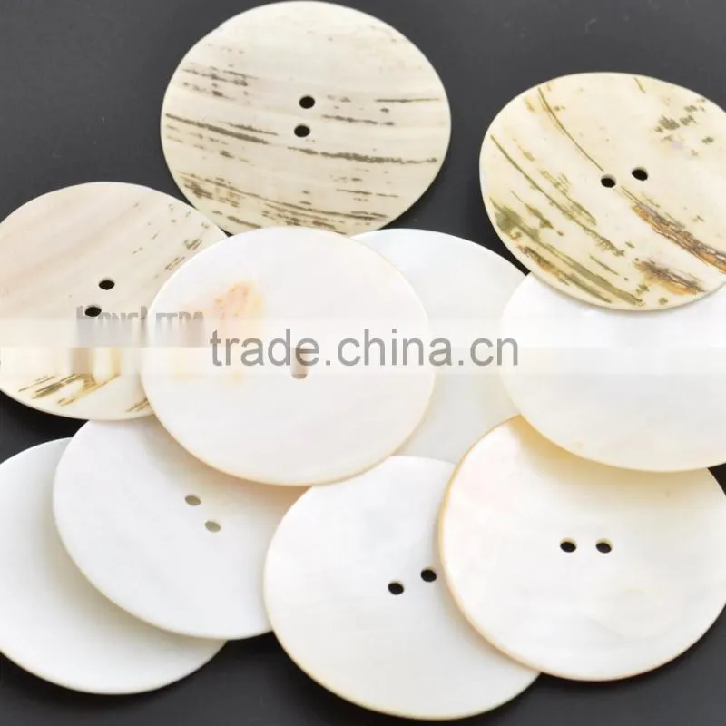 44mm 1.75inch Big Natural shell buttons 2-hole thin mother of pearl buttons decoration SHELL-005