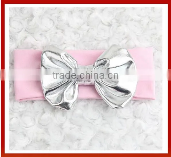 New Design 2015 Hair Crown Children Fabric Bow Design Baby Headband/Korean Design Baby Headband With Bows