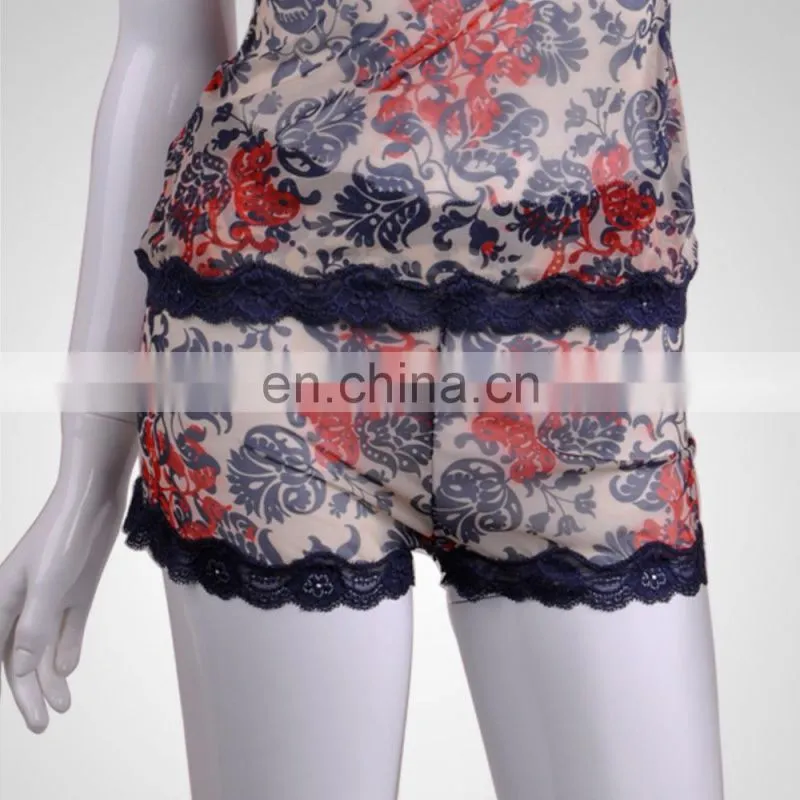HOT Sale Flower Design Transparent Style Young Lady Boyshort Lace Panties