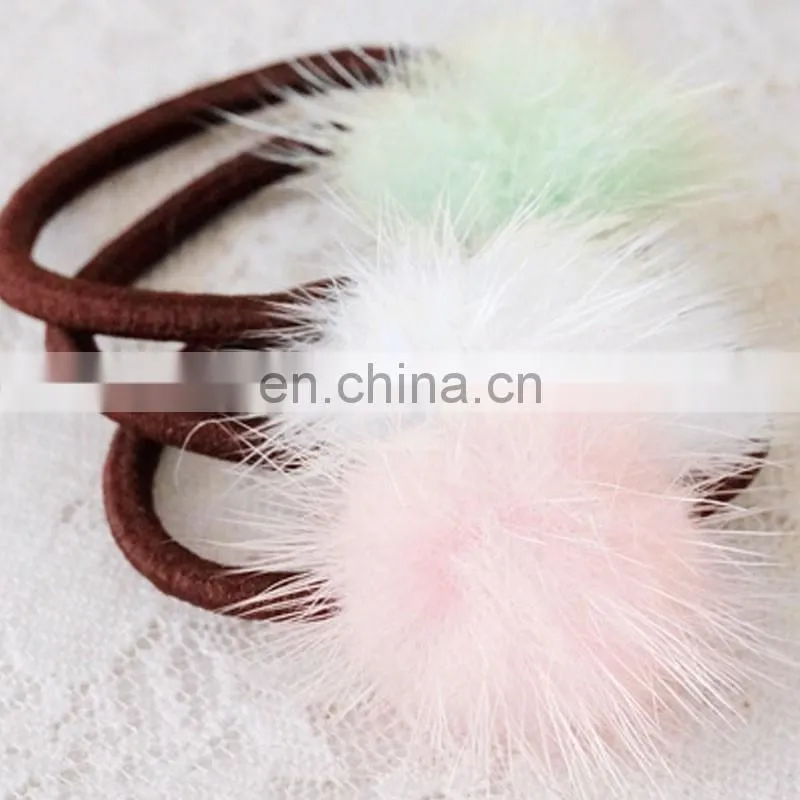 Small round mink fur pom pom hairband real mink fur bobble ealstic