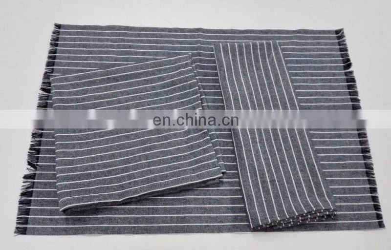 high quality linen/cotton color weaved frayed hem tea towels in stripes in small quantities