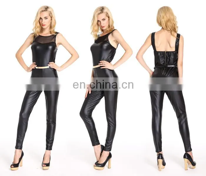 Wholesale Clothing Woman Wear Tight Black Leather Pants