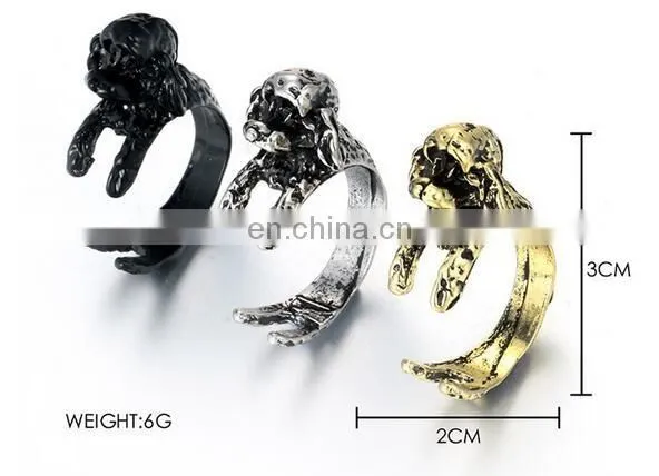 10 Styles Dog Ring Vintage Animal Puppy Wrap Ring Open Adjustable Resizeable
