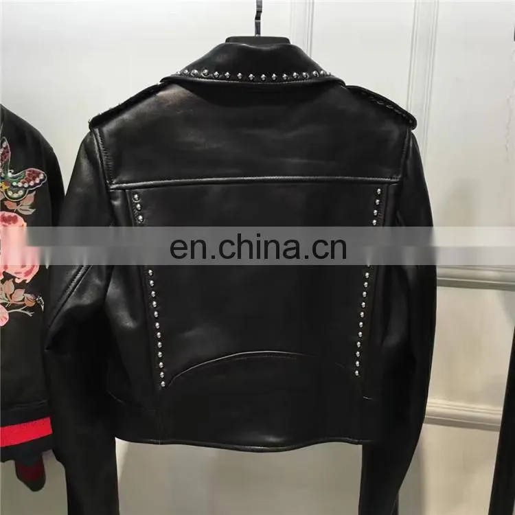 Genuine Cheap Ladies Leather Jacket For Girls Black Color Cool Style Fancy Leather Jacket