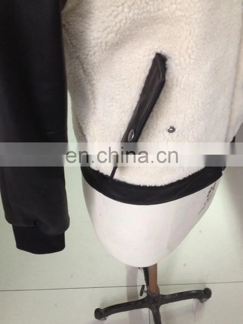 ladies 2015 newstyle fake fur jacket with sheep leather sleeve