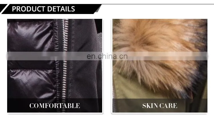 Best warm bomber down jacket with raccoon fur collar