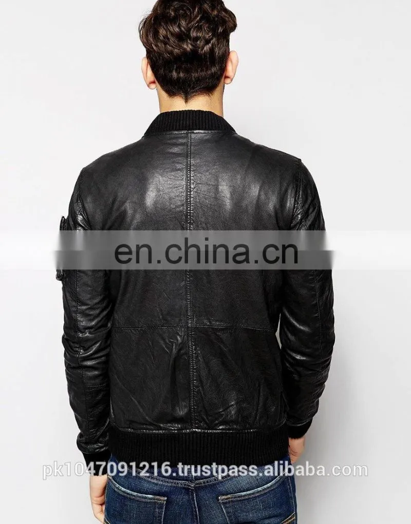 Men Leather Jacket / Genuine Leather Jacket / Sheepskin Leather Jacket Rough Look Biker