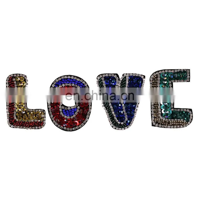 Handmade Beading Sequin LOVE Letter Patches Badges