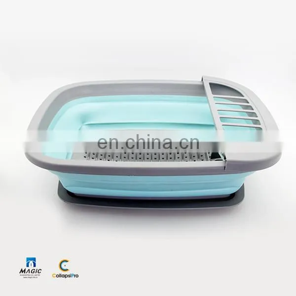 2018 Large Storage Collapsible Dish Drying Rack with Snap-on Drain Board