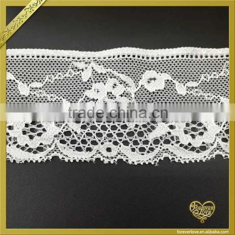 2016 New Arrival Polyester elastic flower trim lace for wedding dress FLL-044