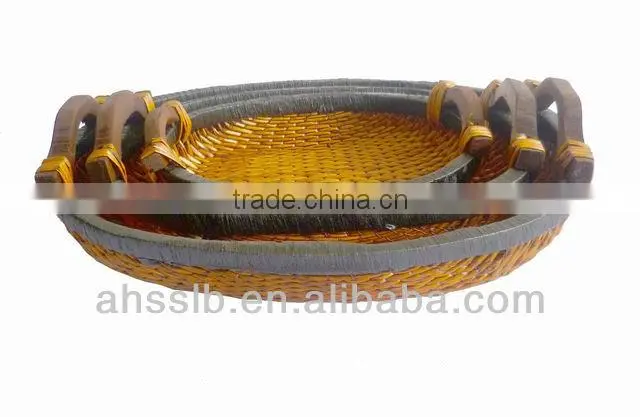 2013 new style wholesale elegat various shaped reed storage plate with ear handles