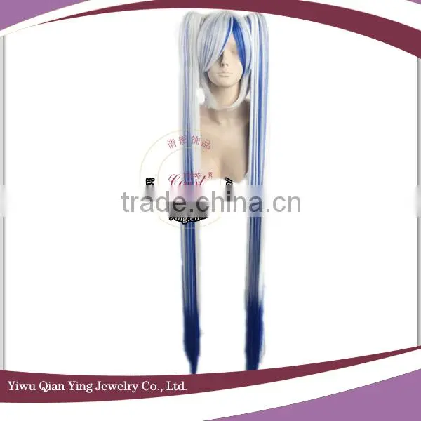 Pohwaran white and blue Hatsune Miku wig with ponytail