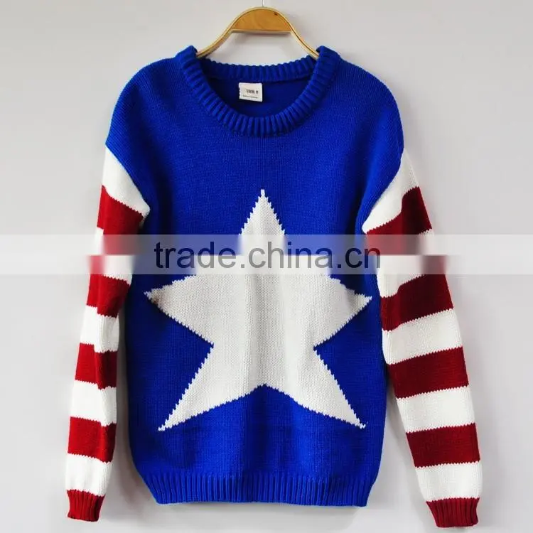 Korean Style Fashion Girls Sweater Ladies Long Sleeve Striped Pullover