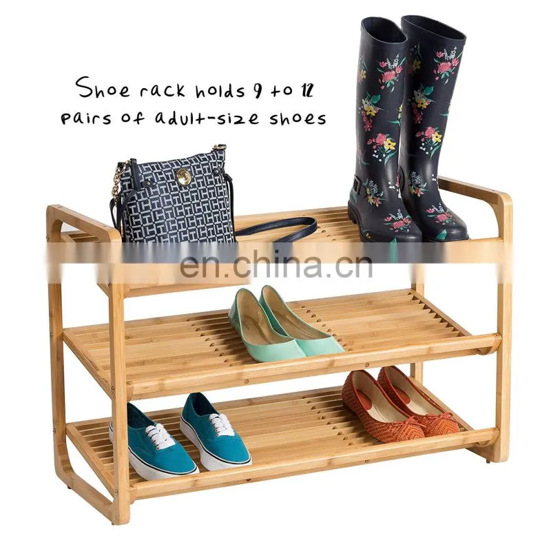 3 tier bamboo bench shoe rack storage home organizer shelf shoes