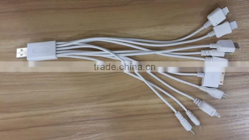 Customized 10 in 1 USB multifunction mobile charger cable