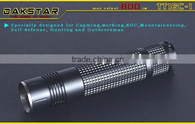 DAKSTAR TT16C-1 CREE XML T6 LED 800LM 18650 Aluminum Rechargeable Camping Police Emergency LED Flashlight
