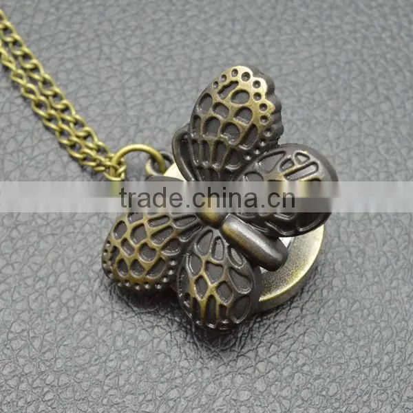world cup 2014 watches retro fashion butterfly style necklace chain quartz pocket watch
