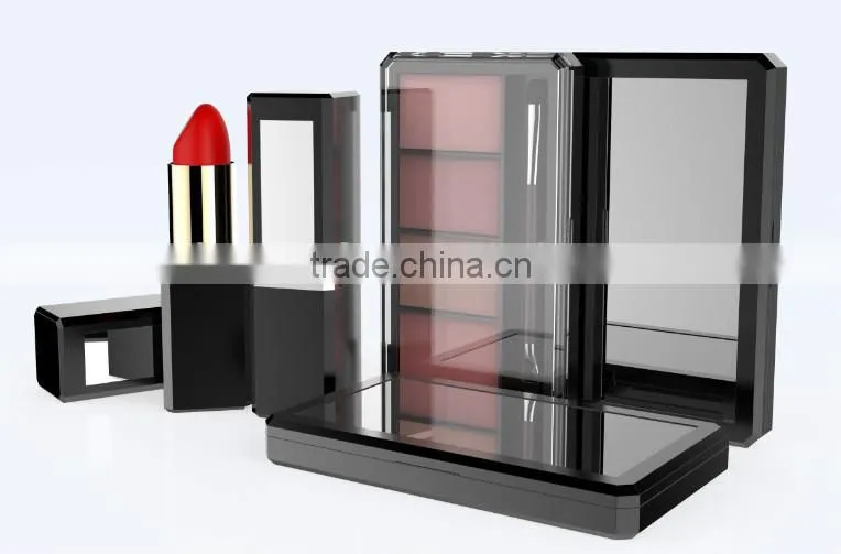 Square compact and square lipstick with mirror