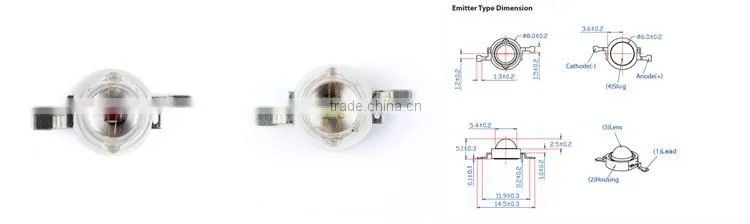 Epileds chip 45mil 3 watt Green High Power LED for RGB Wall washer
