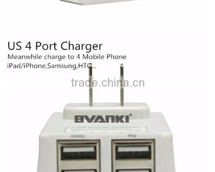 2016 Lastest Design High Speed Wholesale US EU UK AU Plug 4.5 A led flashlight usb 4 port Universal Portable USB Charger