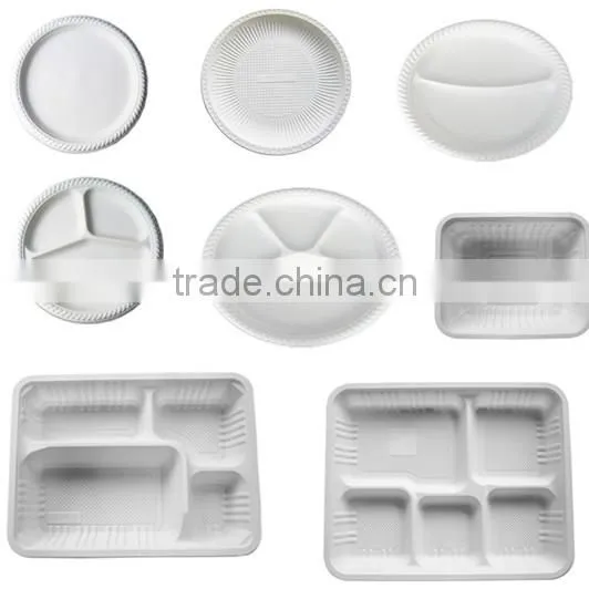 Disposable biodegradable corn starch tableware 11'' 4 compartment round plates