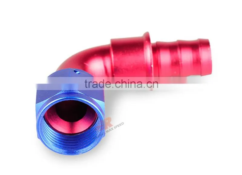 Aluminum oil cooler hose fitting 90 degree push on hose end push on 10-090-12