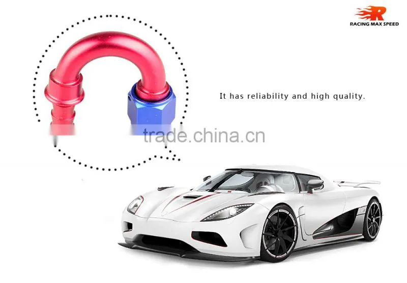 Interchangeable Iso9000 Wholesale Aluminum Oil Cooler Hose Fitting 180 Degree Push On End blue and red 10-180-04