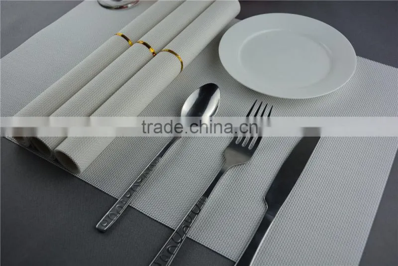 Wholesale price 75g PVC woven mesh placemat white pure color 1*2 series 45*30cm