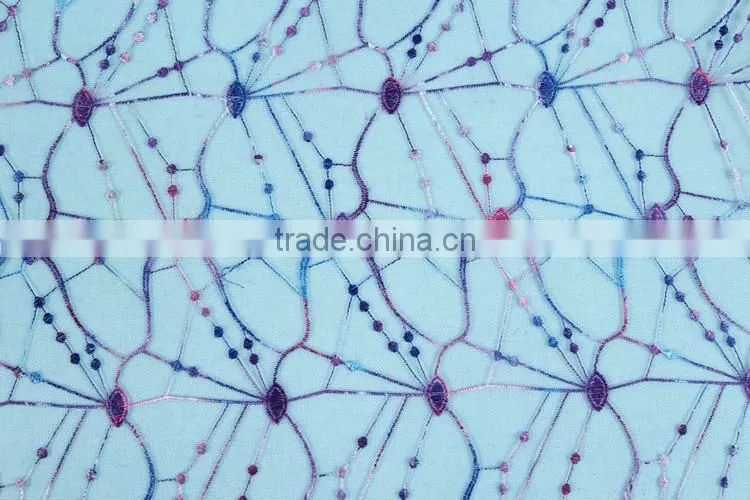 wholesale embroidery print pink bead lace fabric