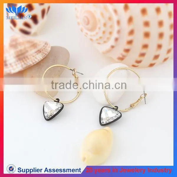 Fashion design clear crystal heart hoop earrings for women wholesale