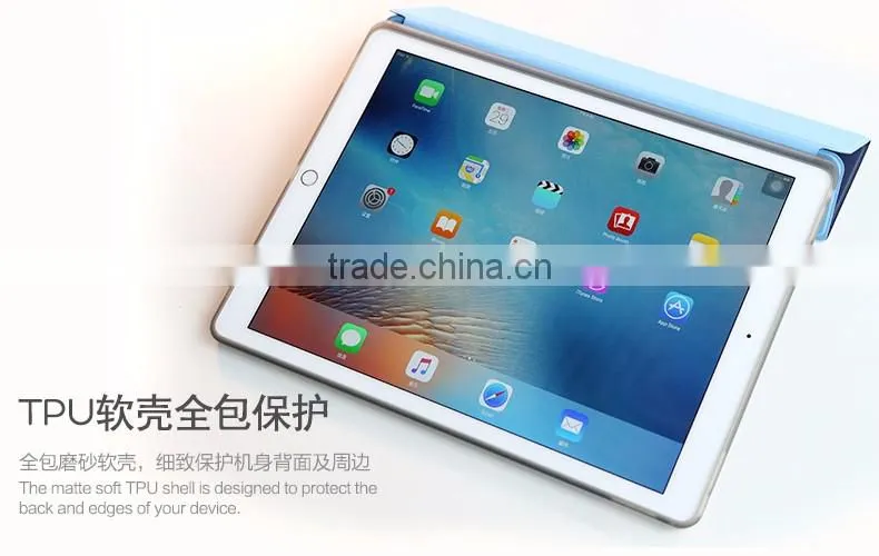 Rock Phantom Series Two-sided Triple Folding Intelligent Flip PU Leather TPU Back Cover Case For iPad Pro 12.9" TB-0070
