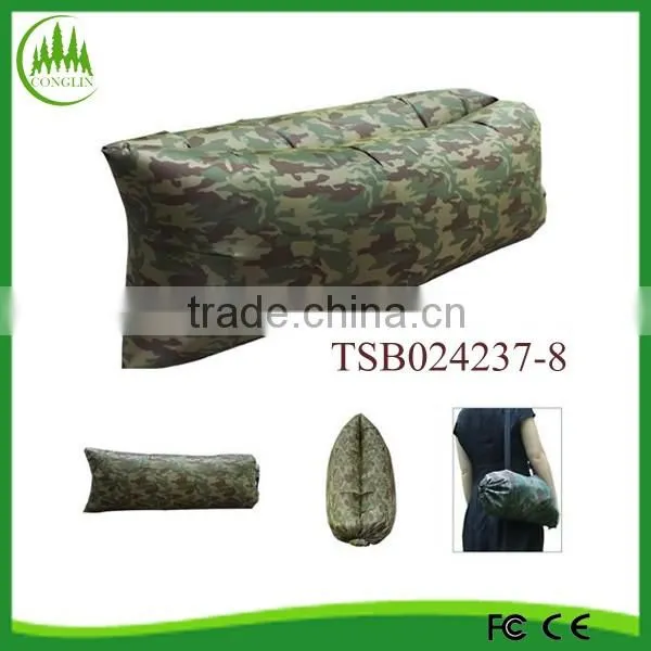 2016 hot sale nylon waterproof inflatable lay's bag banana sleeping lay bag