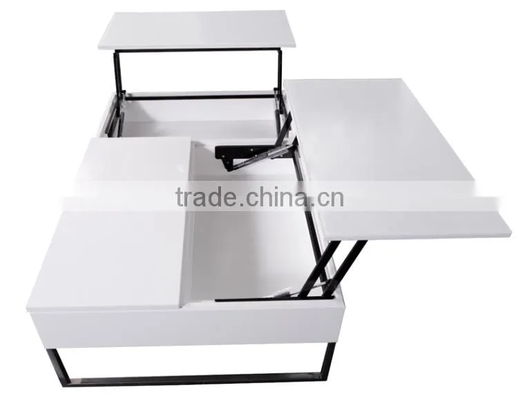 CJ1022 Folding Fashion White Paint Glass Coffee Table