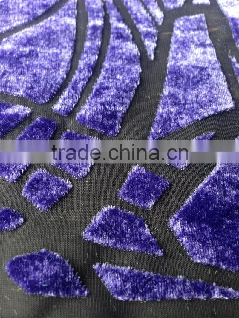 Color brilliancy of devoured out Visco Silk velvet fabric