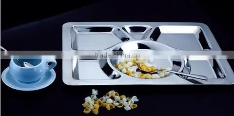 Wholesale Stainless steel 5 compartment dinner plate/mess tray