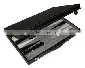 Travel style 15'' leather backgammon hand made