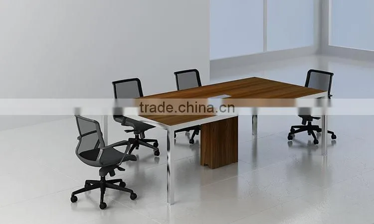 2016 Modern Design Walnut Veneer Conference Table With Stainless Steel Legs