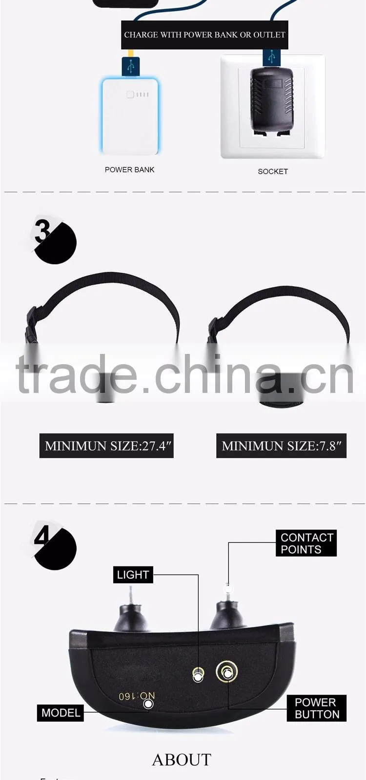 800M Long-Distance Rechargeable & IP7 waterproof automatick bark controller