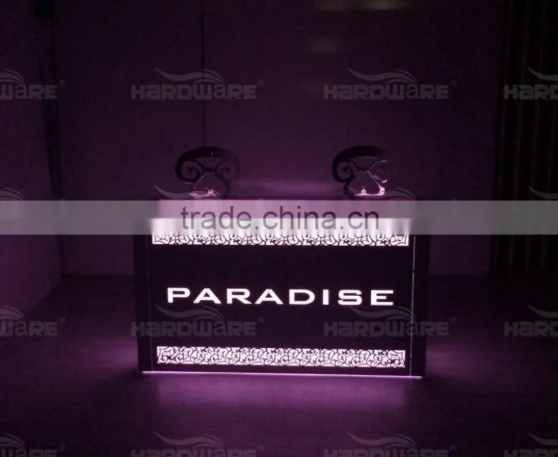 hotel event use square iron wedding reception table with led light