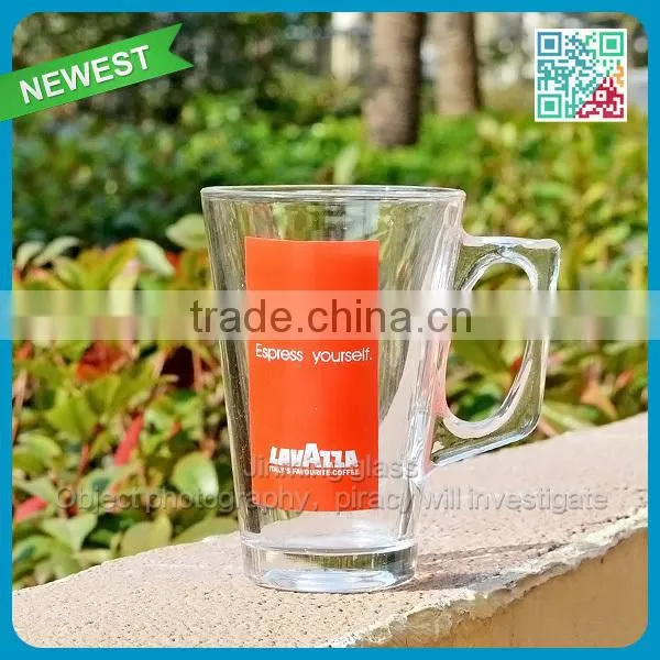 Top selling coffee glass cup with handle promotional coffee mugs