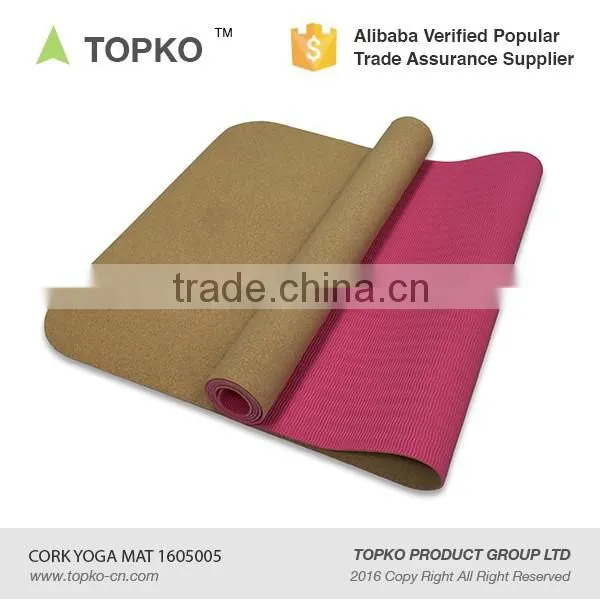 TOPKO new generation TPE cork yoga mat natural cork mat