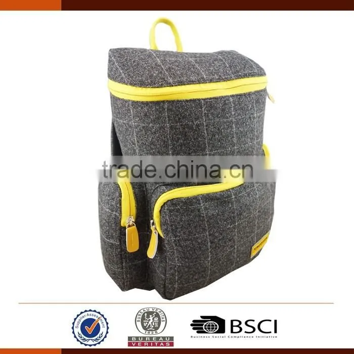 Customized Low MOQ Plaid Leisure Backpack For Student
