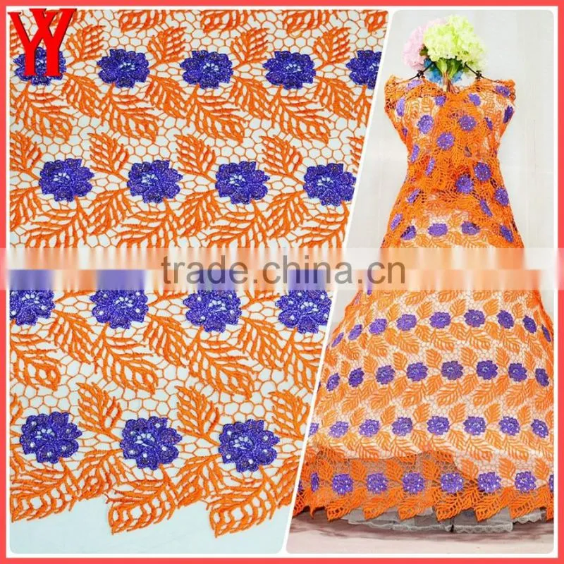 Nice flower embroidery designs african lace fabrics guipure lace with stones