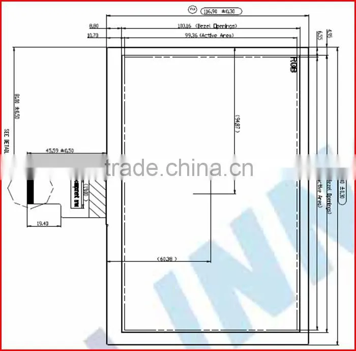 8inch 500nits 1024*600 high brightness display lcd with lvds interface