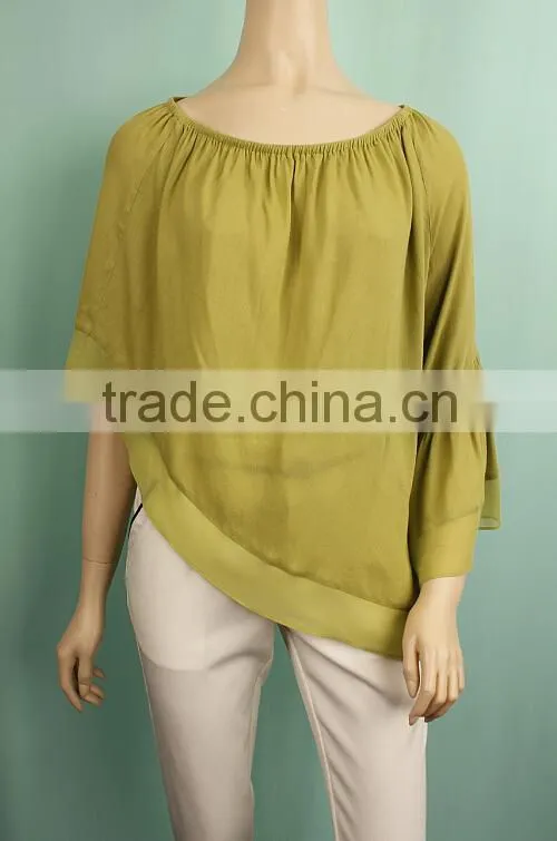 2016 Bat sleeve summer fashion cutting design o neck lady blouse