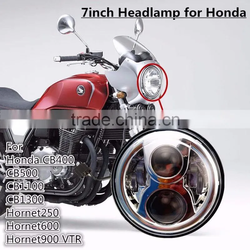 Wholesale 7" Round LED Motorcycle Head Light 7inch Led Lamp Headlight For Hornet250 600 900 VTEC VTR250 Honda CB400 CB500 CB1300