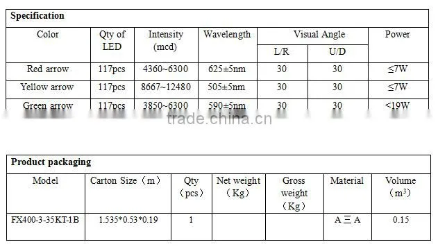 400mm Red&Yellow&Green Arrow Traffic signal three units