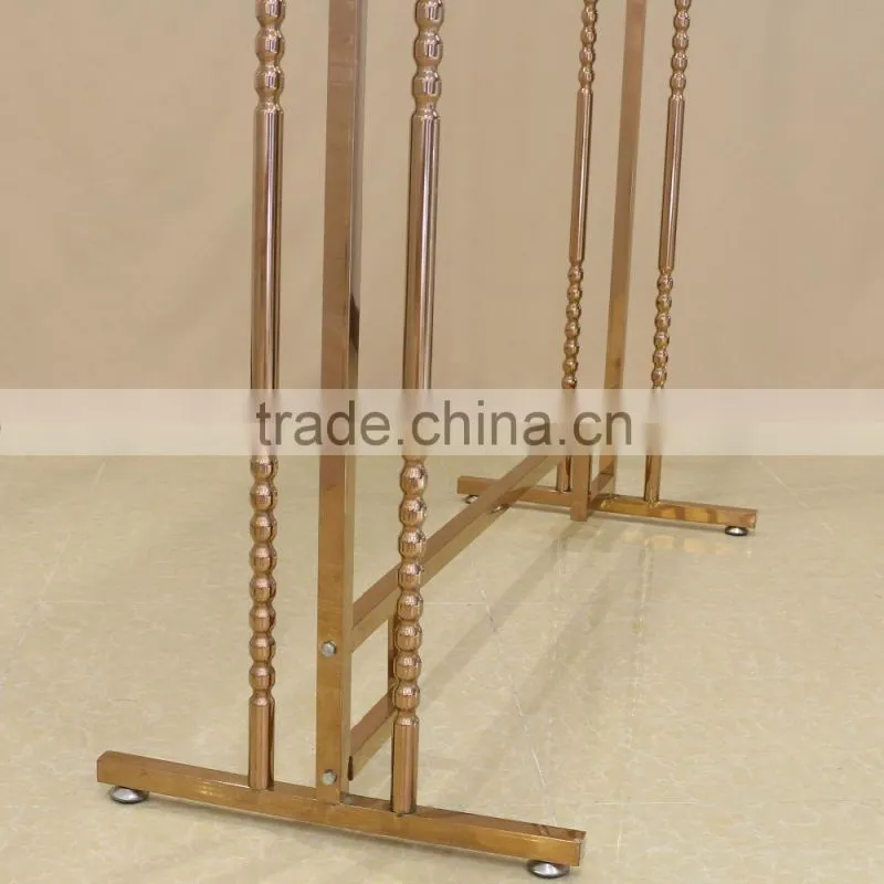 QD- F178 Wholesale luxury rose gold metal clothes display rack